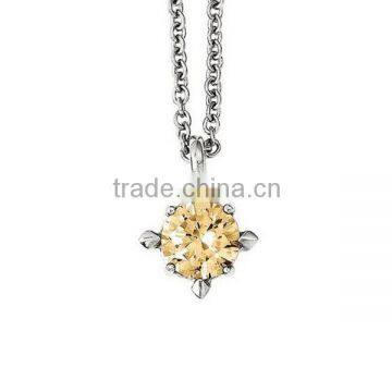 Stainless Steel CZ Stone Flake Pendant photo-2