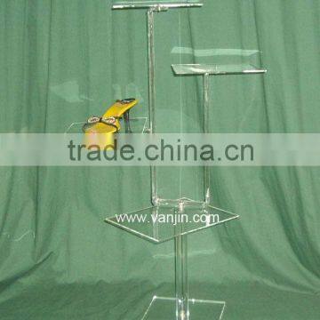 floorstanding acrylic shoe display with 4 stands