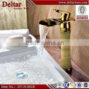 shuikou brass waterfall faucet, bathroom gold color waterfall faucet with CUPC approved