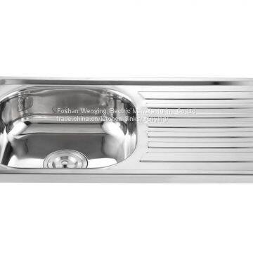 High quality standard rectangular stainless steel kitchen sink with drainboard WY-7540