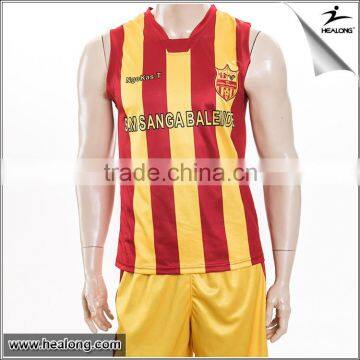 Red And Yellow Stripes Football Vest For Men,Sleeveless Soccer Jersey