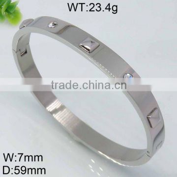 Hot selling simple design crystal steel color bangles