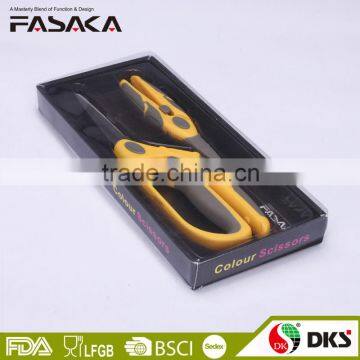 SS130110Y -2016 New Style and Design 2pcs 8"and 6.5" Stainless Steel Sewing Scissors With Colorful PP+TPR Handle photo-2