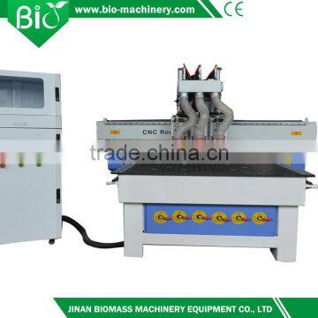 Wood cnc router three working procedure milling drilling and carving for door