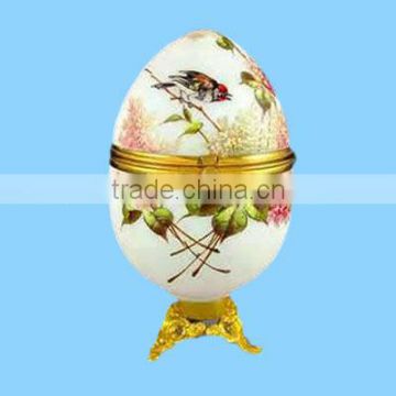 Unique novelty egg shaped ceramic jewelry box