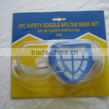 2pcs safety goggle and filter mask set