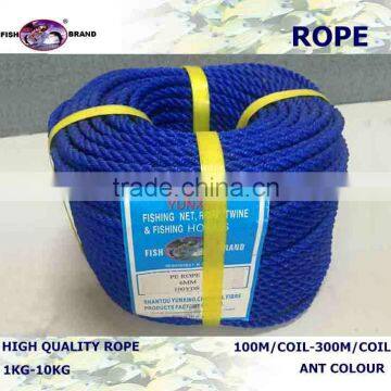 3 strand polypropylene color rope