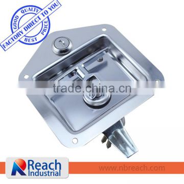 Flush Mount Polished Stainless Steel Key-Locking Recessed Truck Toolbox Latch