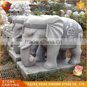 Small White Granite Outdoor Elephant Garden Statue photo-5