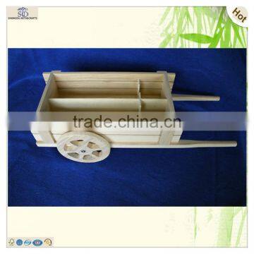 Art Mind Gift Handmade Unfinished Pine Wooden Toys Cart photo-2