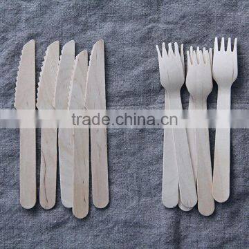 Cheap Food- Grade Biodegradable Birch Wood Cutlery Disposable Wood Spoon Knife and Fork photo-4