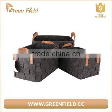 New Woven Storage Sets Handmade Felt Rectangular Woven Storage Basket photo-4