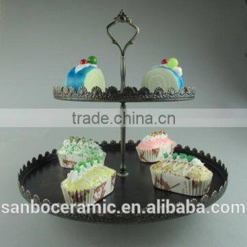 Factory Direct Price Two Tier Crystal Cake Stand Round Shape Metal Cake Stand photo-4