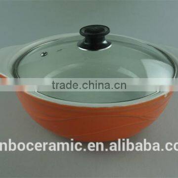AB Grade Wholesale Stock Glazed Ceramic Casserole With Glass Lid,soup&stock Pot photo-3