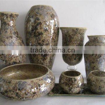 set 8 pieces tall black mosaic glass vase in serie