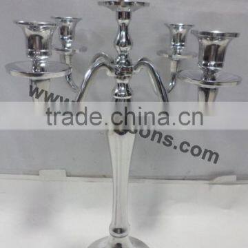 Silver Finish Aluminum Polish Five Arms Candelabra photo-5