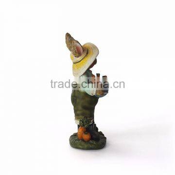 Garden Bunny Farmer Rabbit Resin Statue With Carrot photo-5