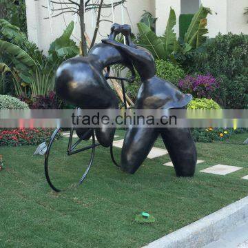 Fiberglass Lover Sculpture With Bike photo-2