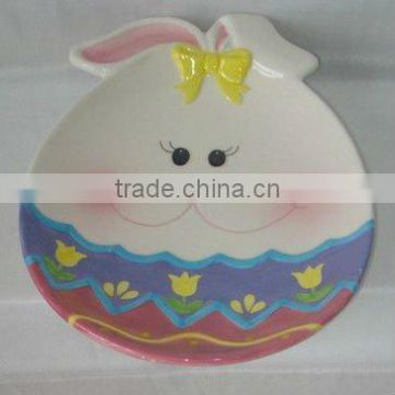 wholesale ceramic easter plate with rabbit design