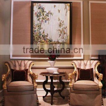 Classic Imperial European Style Ruby Red Solid Wood Armchair, Handmade Vintage Designed Kingchair With Coffee Table BF12-05254a photo-6