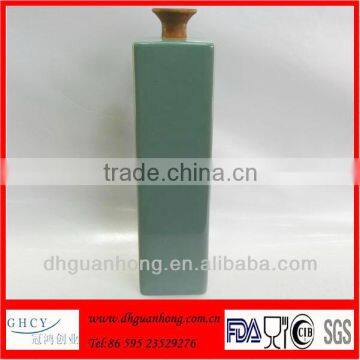 Ceramic Tall Floor Green Square Vase