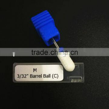 Polishing Drill Barrel Ball Total Length 40MM Medium Type Head Blade Diameter 13MM White Ceramic Burr for Nail photo-2
