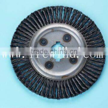 wide face wheel brush with knot wire