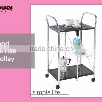 Trolley Service Kitchen Cart 2 Tier Wheels White Storage Serving Steel Metal photo-2