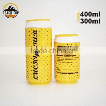 2017 Customized according to customer logopop-top can plastic cans bottle PC anti leak sport bottle