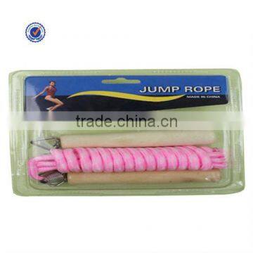 Rope skipping, rubber, wood handle, cheap