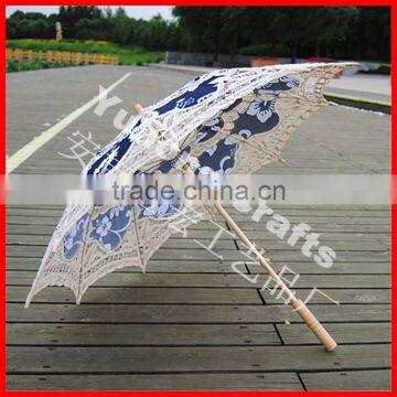 Anji Umbrella Factory 100% Cotton Handmade Wooden Stick Lace Parasol photo-2