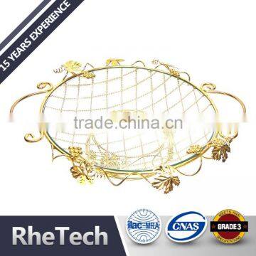 Wire Round Fruit Bowl Storage Basket Holder Rack with Glass Bowl