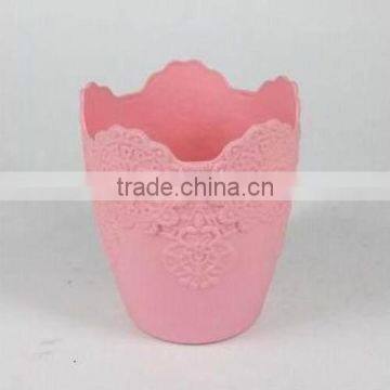 Small Round Flower Pot With Embossed Flowe Design photo-3