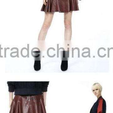 2013 new design Genuine leather ladies skirt