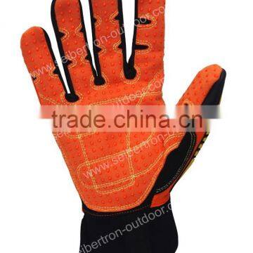 HIGH-VIS CE EN388 4232mechanic Impact Resistant Work ,Oilfield & Gas Drilling Safety Gloves, PVC Dots, Earthquake Rescue Gloves photo-2
