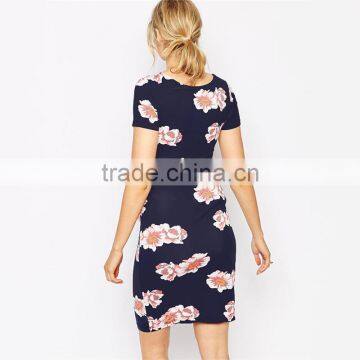 Maternity Clothing Manufacturer Wholesale Dark Floral Printed Maternity Clothes Wholesale Midi Maternity Clothes photo-2