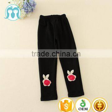 2017 Wholesale High quality fashion Winter warm girls leggings wholesale kids Black Thicken leggings flower pants