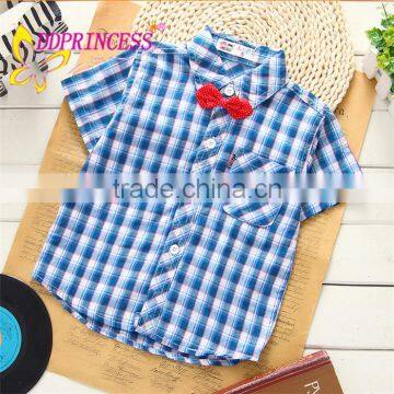 2015 cheap hot summer comfortable 100% cotton short sleeve kids checks t shirts for baby boy