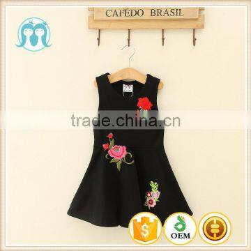 2017 children clothing wholesale dress Embroidery pattern flower dress