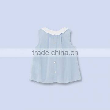 2017 Wholesale Fashion Latest Styles Children Clothes Blue Sleeveless Ruffle Designs Blouse/shirts photo-2