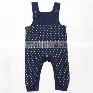 Hot Sales 100% Organic Cotton Sleeveless Rompers Knitted Blue Baby Jumpsuit photo-3