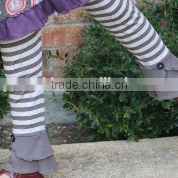 Ruffle Baby Girls Cotton Stripe Pants Kids Leggings Plain Ruffle Pants photo-2