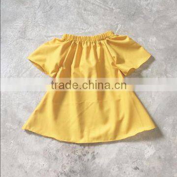 Boutique Cotton Baby Girl Dresses Wholesale Kids Plain Yellow Summer Wear Girls Birthday Dresses