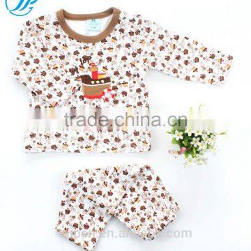 Wholesale Kids 2Pcs Set Pajama Brown O-neck Pajama Baby Set 100% Cotton BG1-253