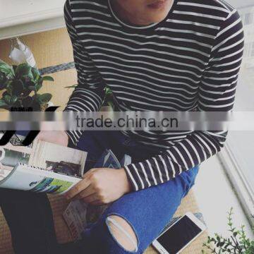 Men Stripe Long Sleeve Cheap Tshirt photo-3