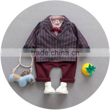 S17747A Autumn Kids Clothing Wholesale Price Three-piece Boys Gentleman Sets photo-3