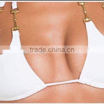 M863 Dingyang Fashion Sexy White Halter Metal Joint Split Bikini Swimwear photo-4