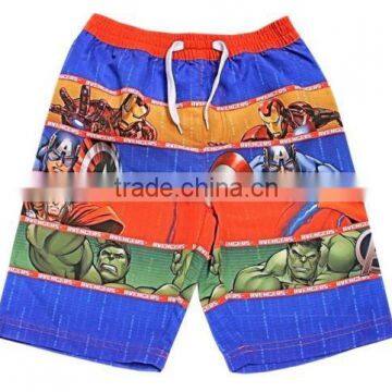 Kids Funny Boutique Clothing With Cartton Super Hero Printing on Boys Super Hero Swimming Shorts