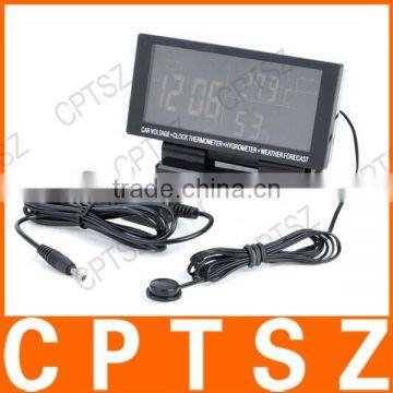 EC60 Car Four Wet Temperature Record LCD Car Cigarette Lighter Powered Digital Clock + Voltage + Thermometer + Hygrometer photo-5