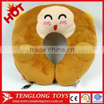 Hot sale soft help relax lovely monkey U shaped speaker pillow